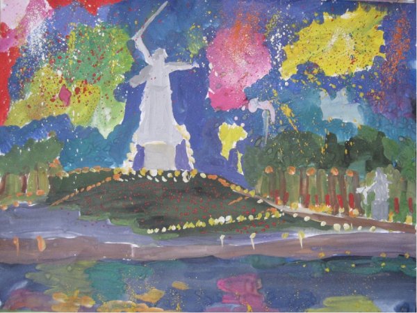 Рисунок на тему салют Победы