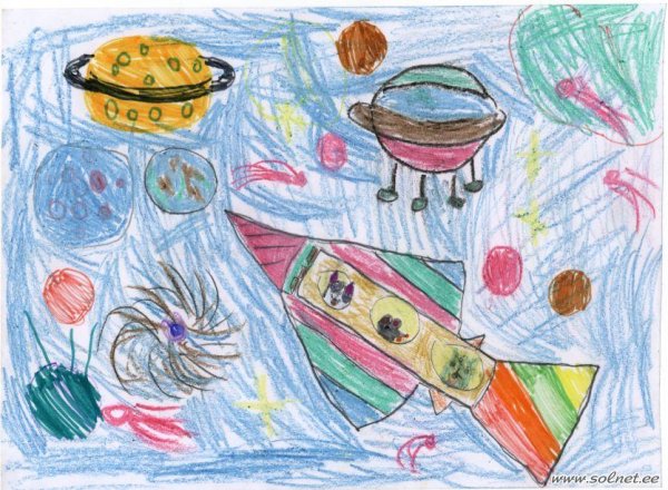 Рисунки на конкурс ко Дню космонавтики белка стрелка