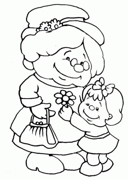 Раскраска бабушка