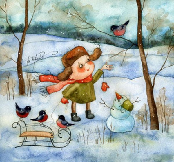 Новогодние акварели Виктории Кирдий