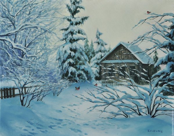 Зимний пейзаж иллюстрация