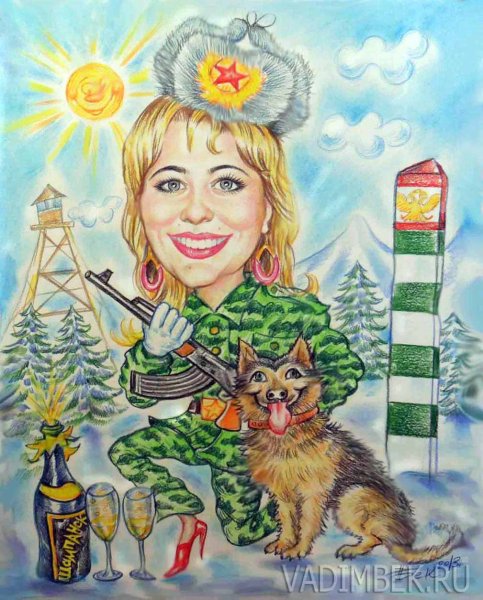 Рисование пограничник с собакой