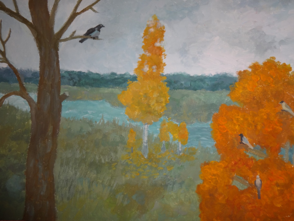 Рисование пасмурный осенний день