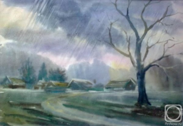 Холодный колорит в пейзаже акварелью