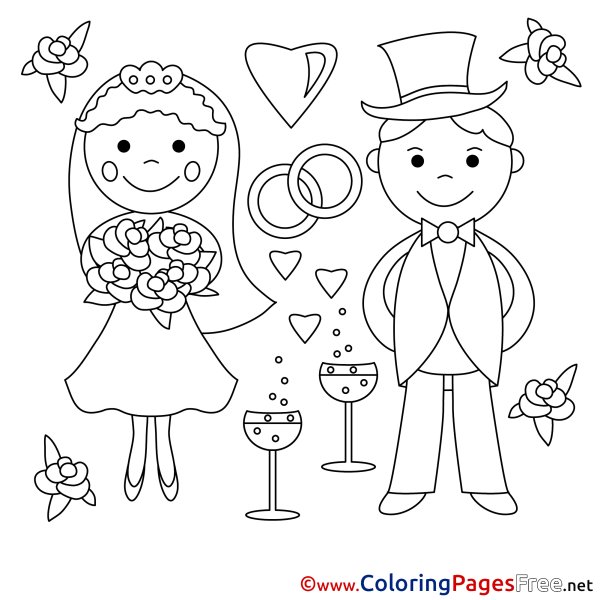 Раскраска открытка на свадьбу
