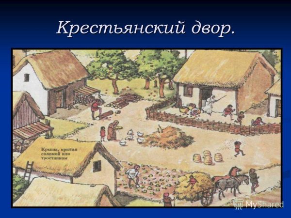 Средневековая деревня крестьян и феодалов