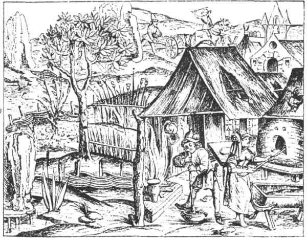 Средневековая деревня рисунок