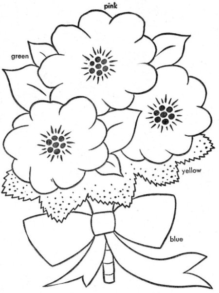 Раскраска с днем рождения букет