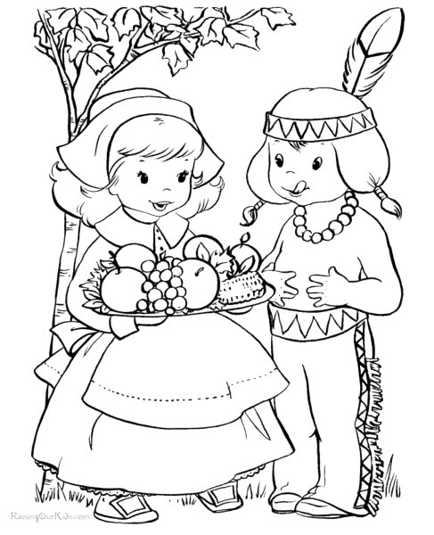 День Благодарения раскраски для детей