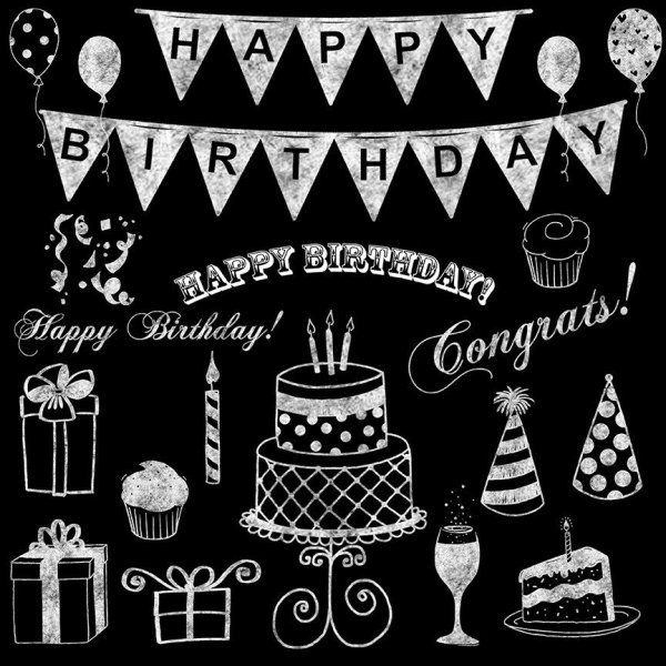 Надпись с днем рождения на меловой доске