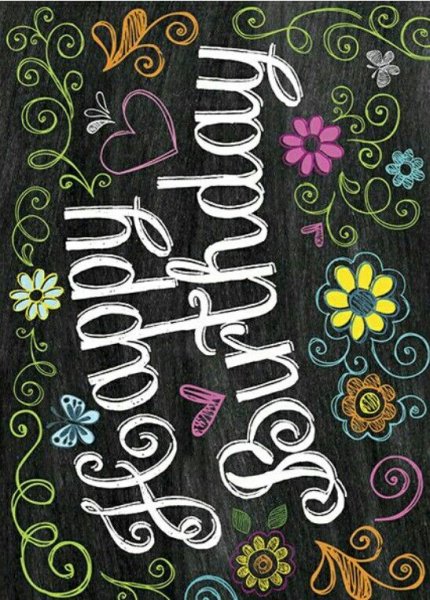 Надпись с днем рождения мелом на доске