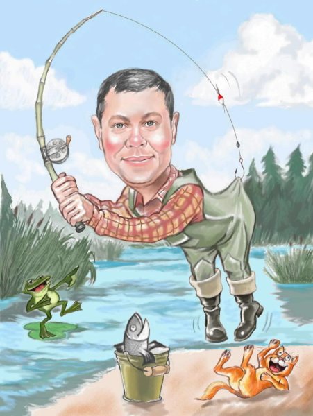 Шарж рыболов