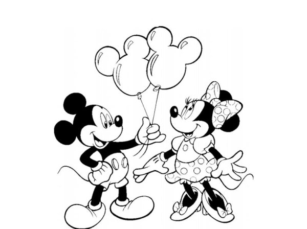 Раскраски Микки Маус и Минни с шариками