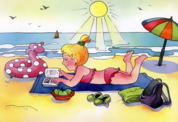 Тетя загорает