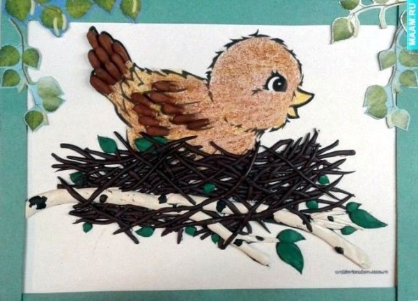 Поделка птичка в гнездышке
