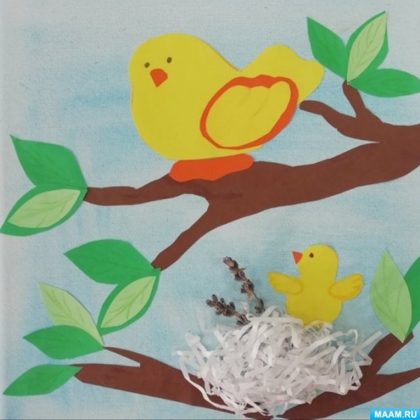 Аппликация на тему птичий переполох