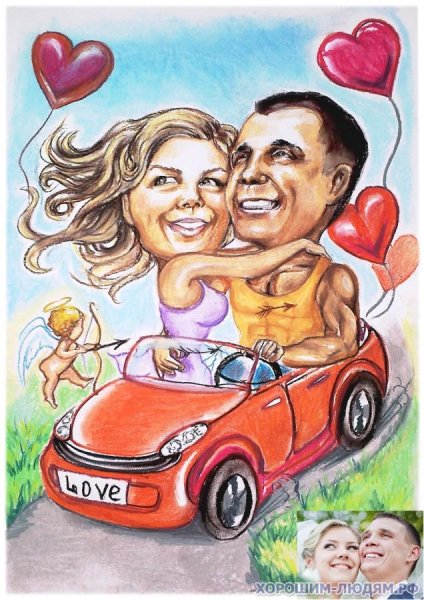 Шарж в подарок на годовщину свадьбы