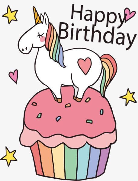 Раскраска Единорог с днем рождения