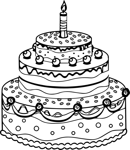 Раскраска торт на день рождения