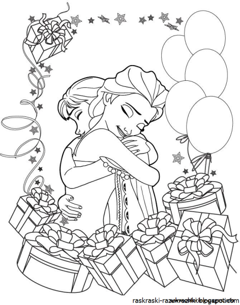Девочка с шариками раскраска
