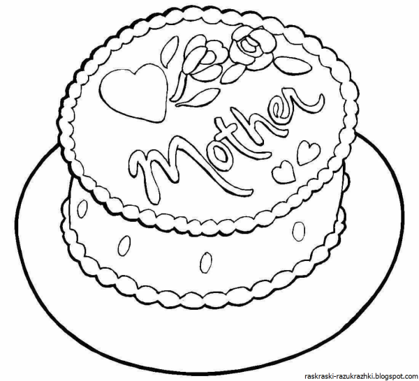 Раскраска торт на день рождения