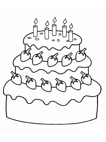 Торт раскраска для детей