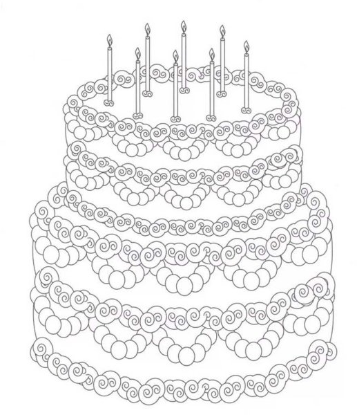 Раскраска торт на день рождения