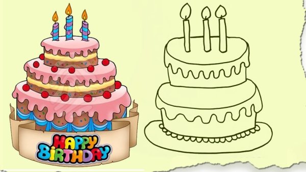 Торт раскраска для малышей