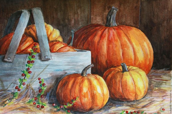 Тыква гуашевая живопись гуашь