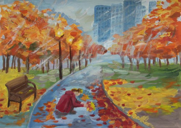 Рисование с детьми осенний город