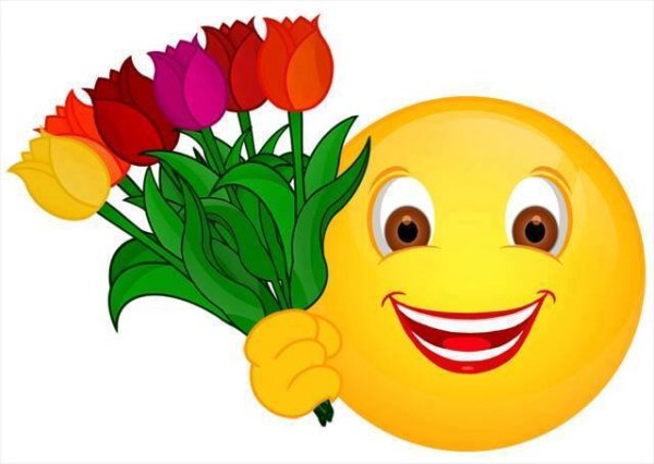 Смайлик с цветами на прозрачном фоне