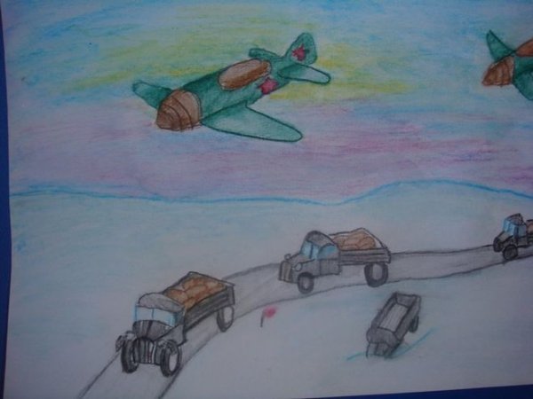 Блокада Ленинграда дорога жизни рисунки