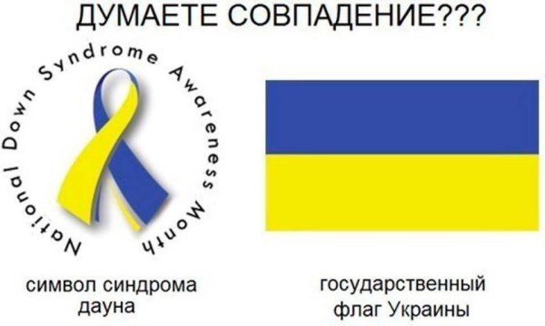 Символ даунов и флаг Украины