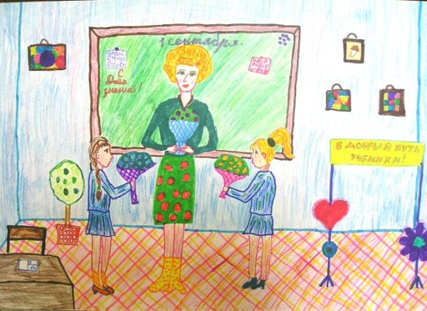 Детские рисунки на тему школа