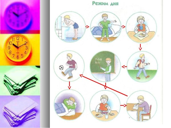 Распорядок дня школьника рисунок