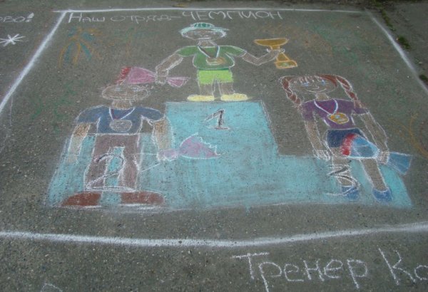 Рисунок на асфальте счастливое детство