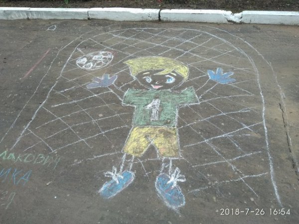 Рисование мелками на асфальте про спорт