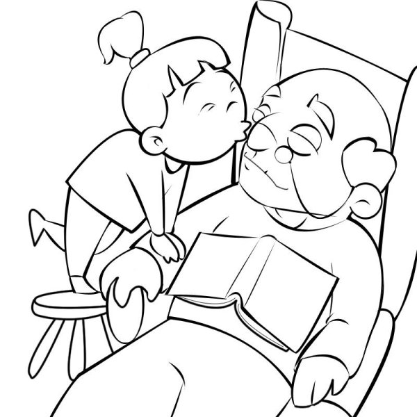 Раскраска открытка с днем рождения дедушке