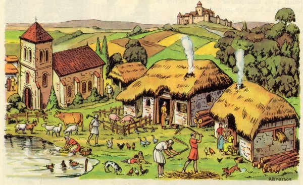 Средневековая деревня Европа 17 век