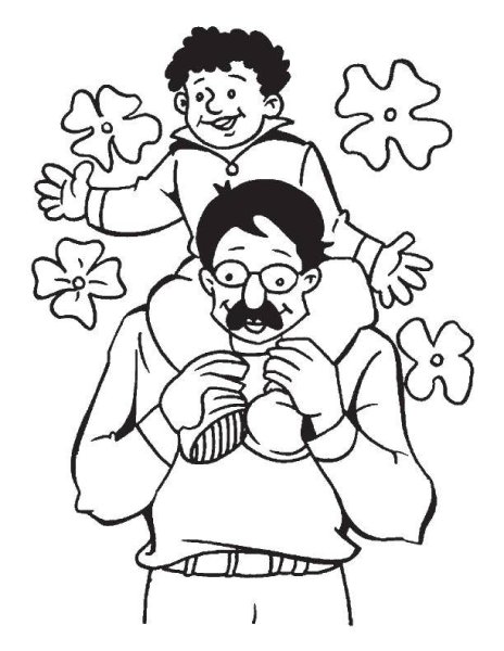 Раскраска мальчик с папой