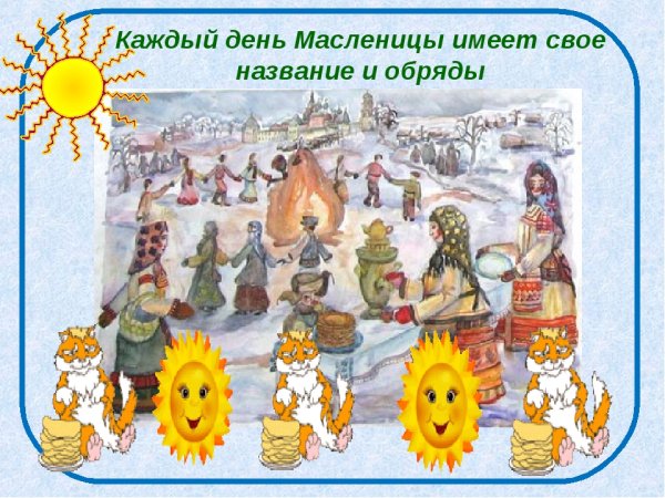 Каждый день Масленицы имеет свое название