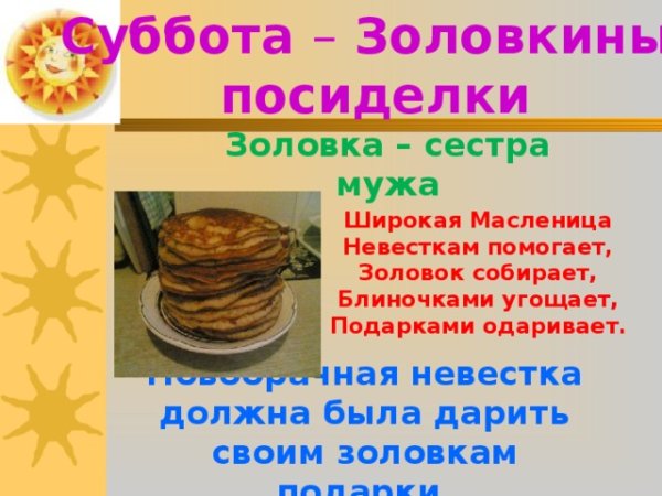 Масленичная неделя по дням названия
