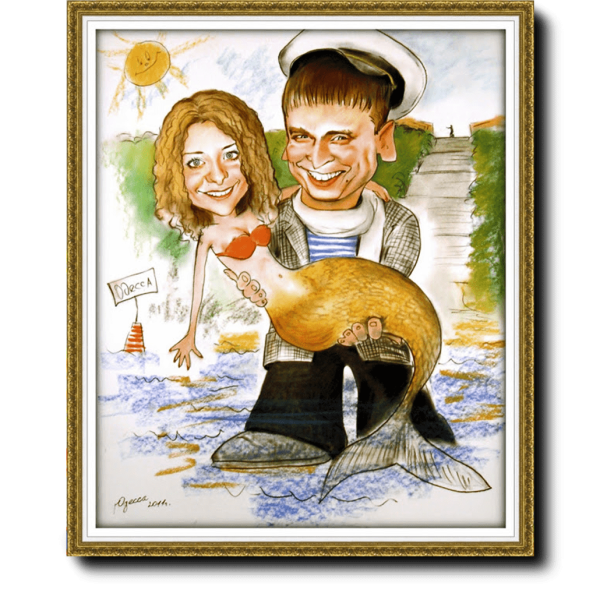 Шарж Рыбак с рыбой