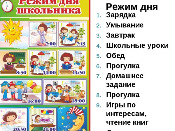 Распорядок дня школьника