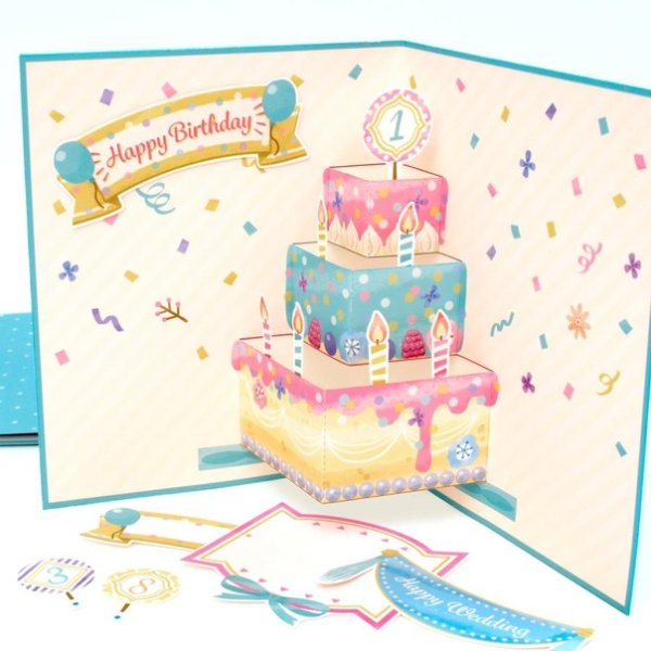 Открытка объёмная торт с днем рождения