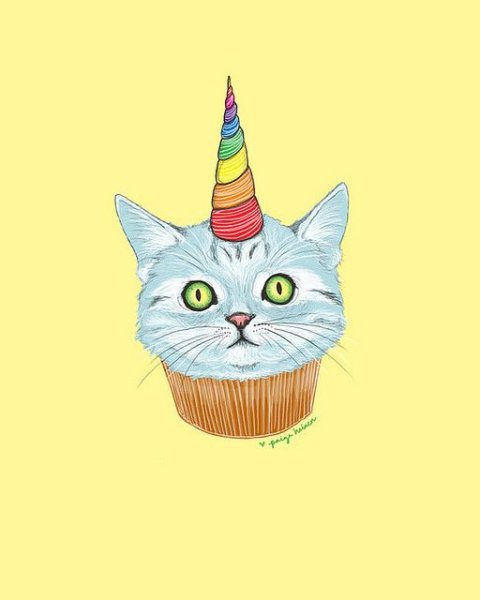 Кот с рогом единорога