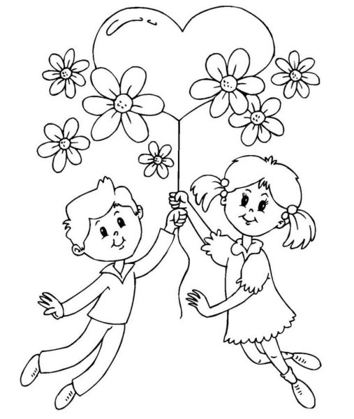 Открытка ко Дню матери раскраска для детей