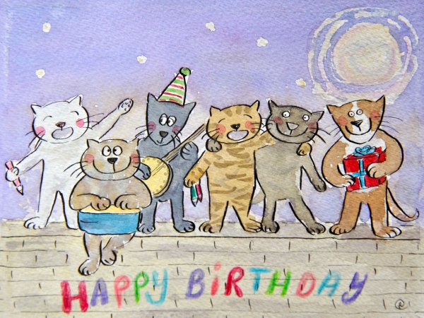 Кот поздравляет с днем рождения