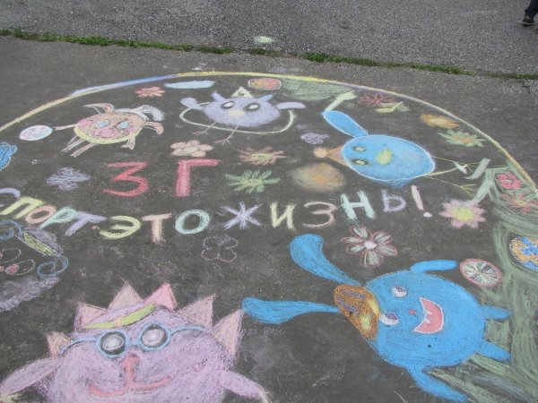 Школьный конкурс рисунка на асфальте