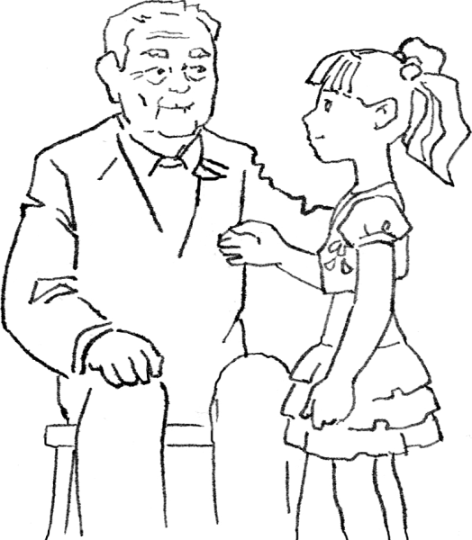 Раскраска дедушка и внучка